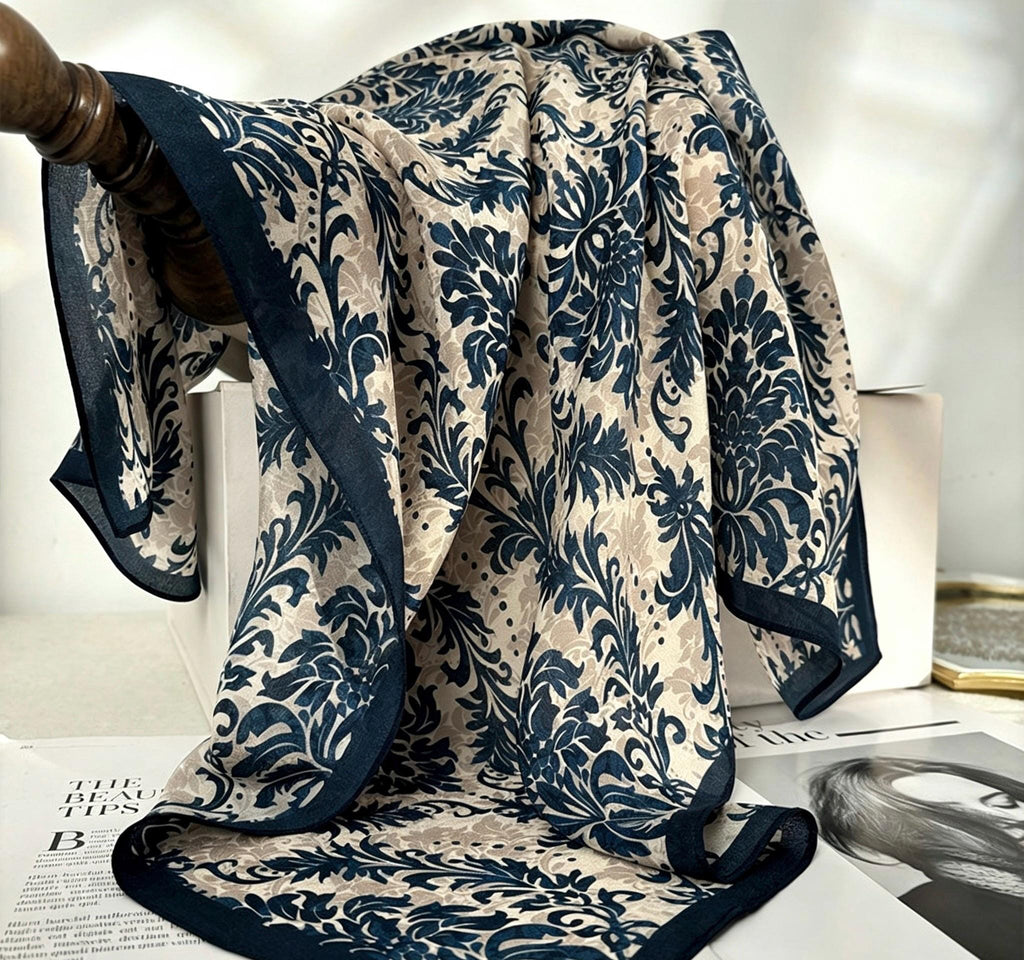 100% Mulberry Silk Scarf 26x26" 65x65CM, Master Classical Art Print, Silk Crepe de Chine Square Scarf, Elegant Artistic Neck Scarf for Women