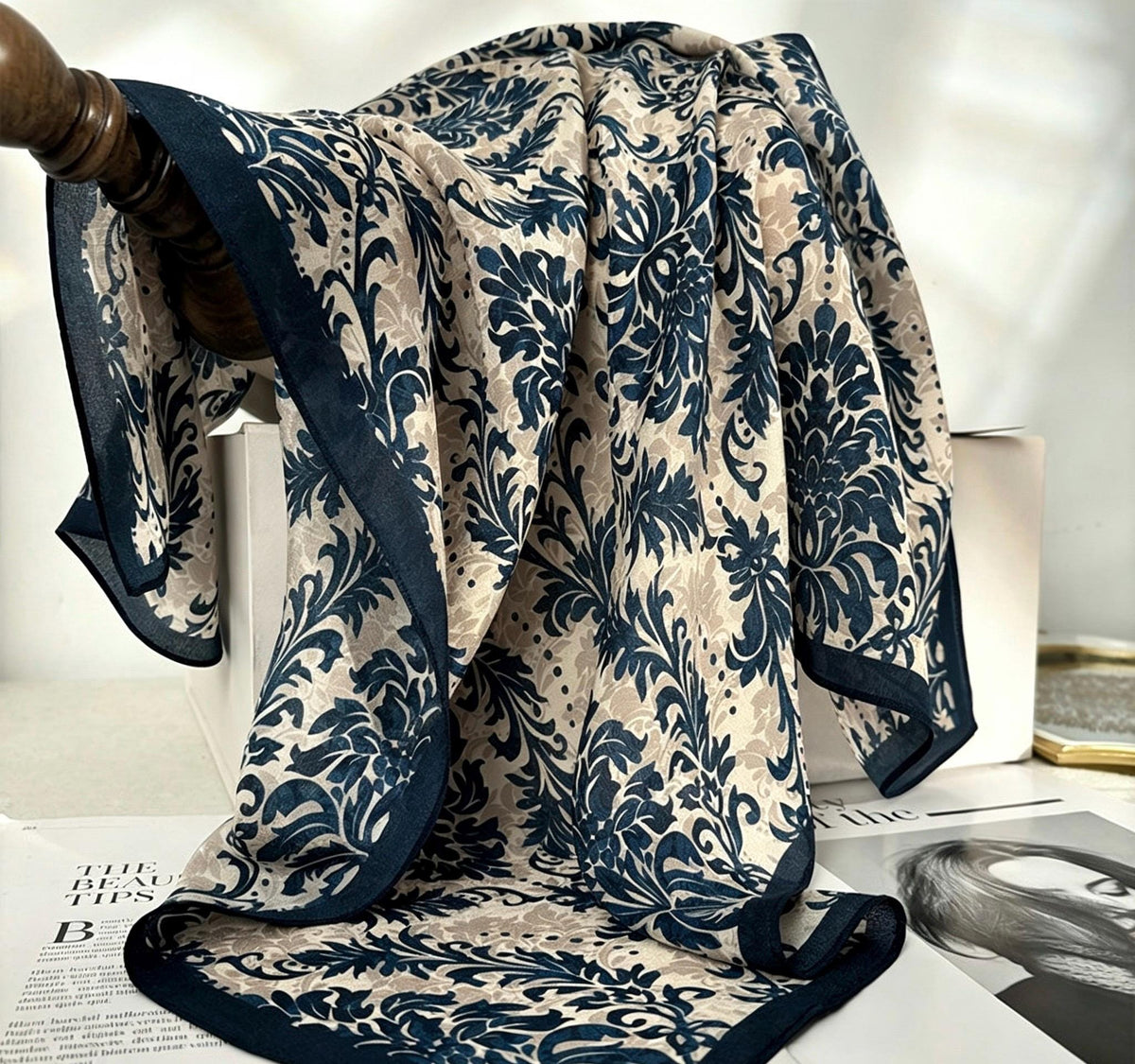 100% Mulberry Silk Scarf 26x26" 65x65CM, Master Classical Art Print, Silk Crepe de Chine Square Scarf, Elegant Artistic Neck Scarf for Women