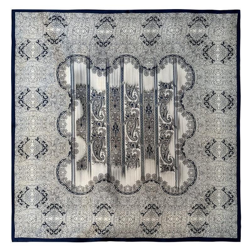 100% Mulberry Silk Scarf 26x26" 65x65CM, Monet Grey Silk Square, Quiet Luxury Aesthetic, Sophisticated Grey Neck Scarf, Minimalist Chic
