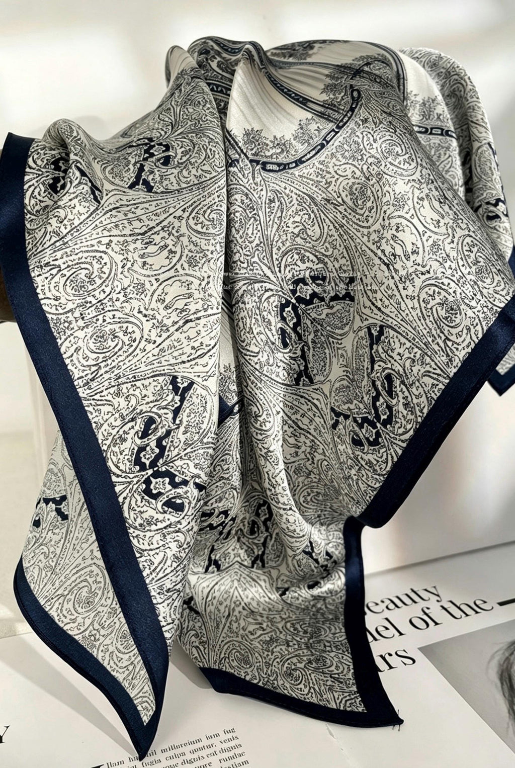 100% Mulberry Silk Scarf 26x26" 65x65CM, Monet Grey Silk Square, Quiet Luxury Aesthetic, Sophisticated Grey Neck Scarf, Minimalist Chic