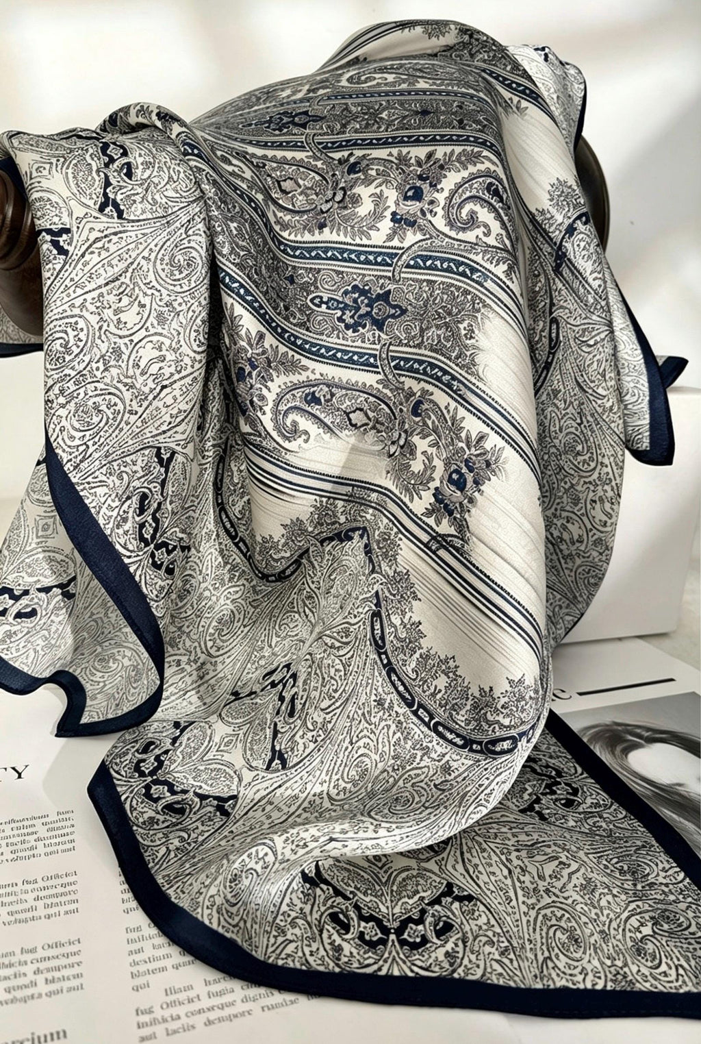 100% Mulberry Silk Scarf 26x26" 65x65CM, Monet Grey Silk Square, Quiet Luxury Aesthetic, Sophisticated Grey Neck Scarf, Minimalist Chic