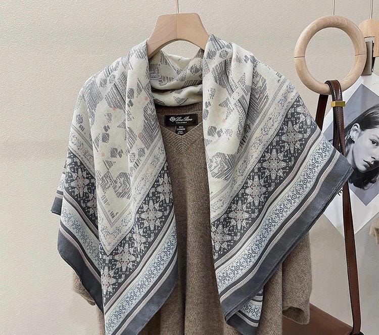35x71 Inches Light Gray Memory: Classic Cotton Linen Scarf for Women, Minimalist Summer Sun Protection Shawl, Korean Style Long Wrap, 90x180