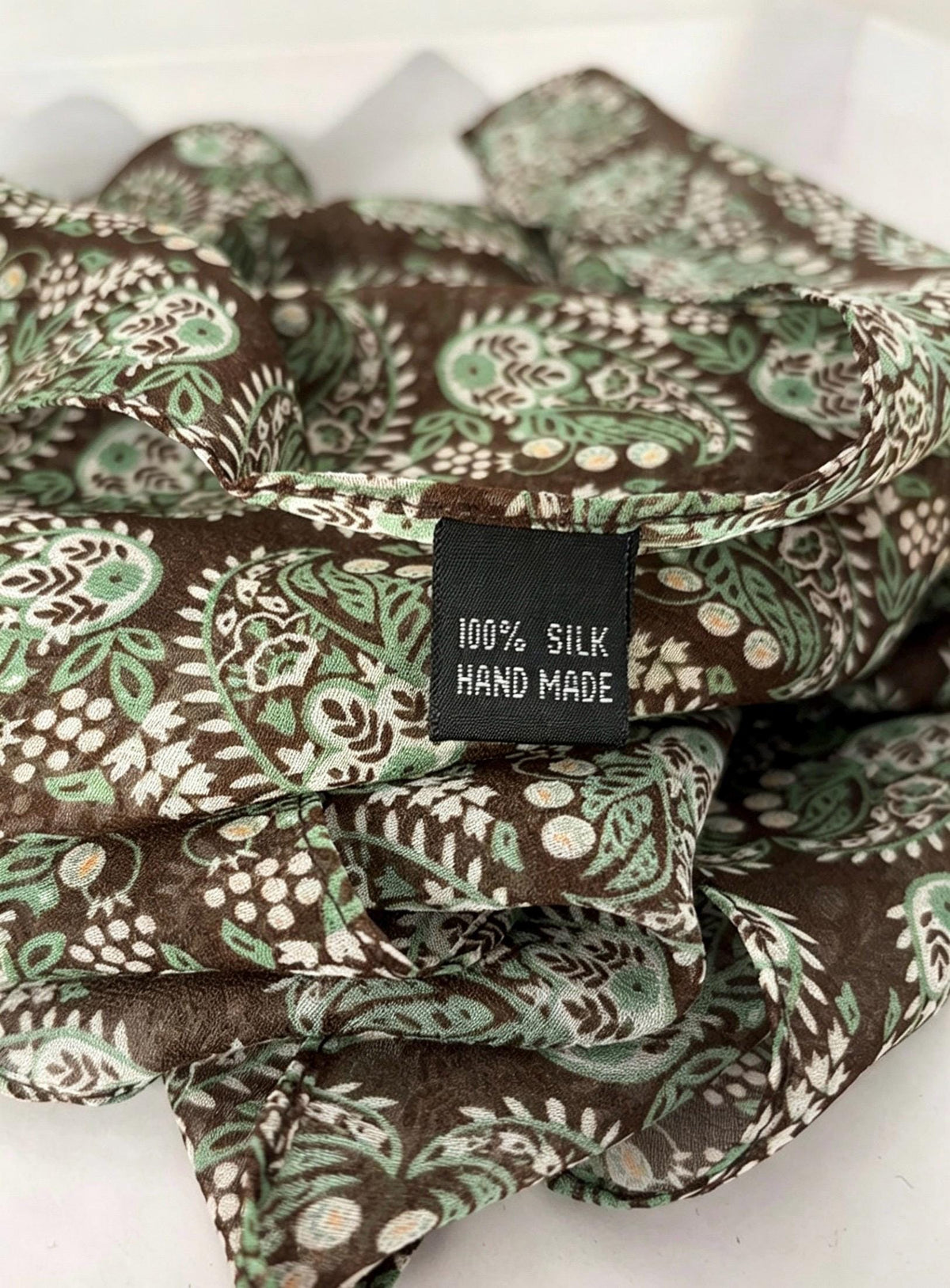 Colorful Leaves Silk Georgette Long Scarf 32x155cm, 100% Mulberry Silk Chiffon, Lightweight Foliage Print Shawl, Gift for Her
