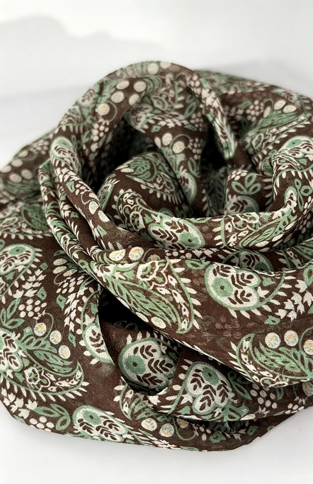 Colorful Leaves Silk Georgette Long Scarf 32x155cm, 100% Mulberry Silk Chiffon, Lightweight Foliage Print Shawl, Gift for Her