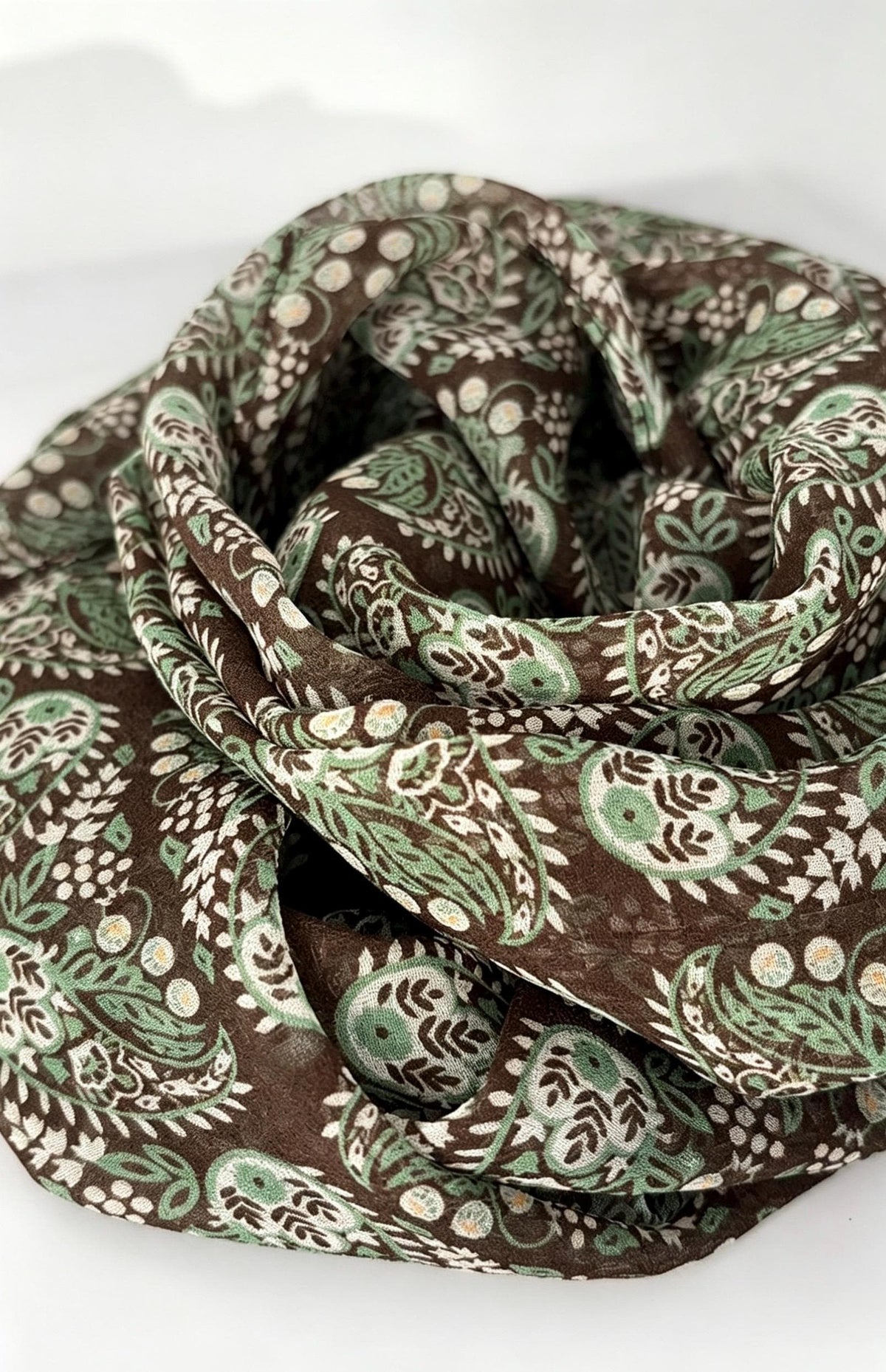 Colorful Leaves Silk Georgette Long Scarf 32x155cm, 100% Mulberry Silk Chiffon, Lightweight Foliage Print Shawl, Gift for Her