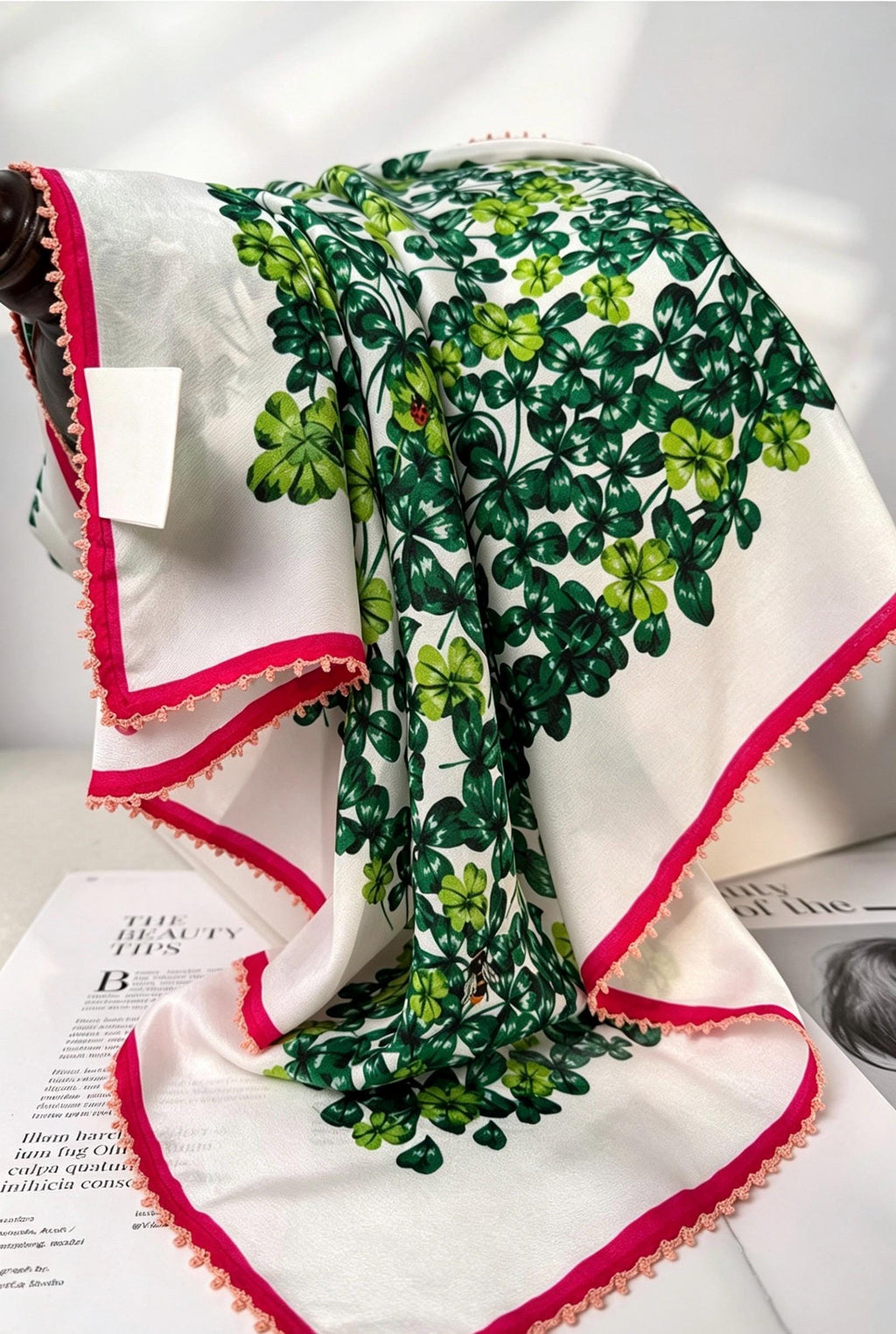 100% Mulberry Silk Scarf 26x26" 65x65CM, Summer Pastoral Hand Rolled Silk Crepe De Chine Square Scarf, Floral Silk Neck Scarf, Gift for Her