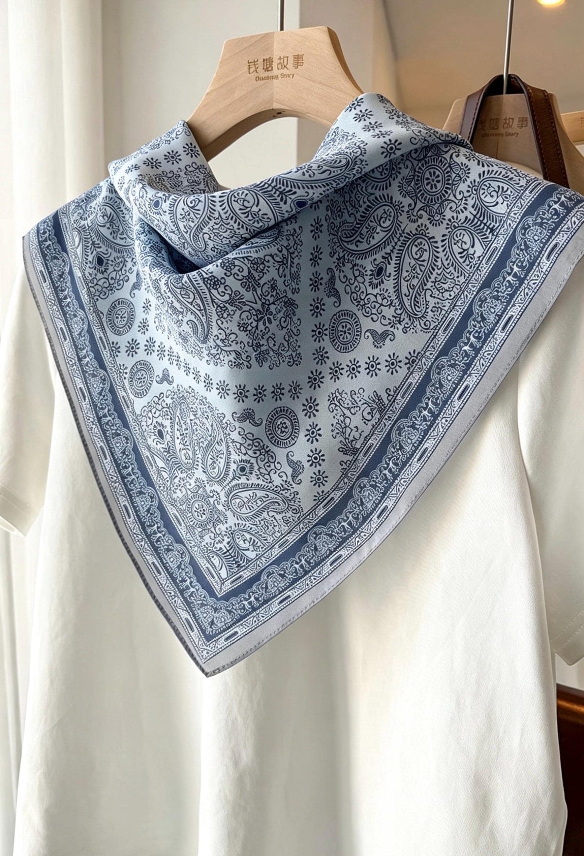 100% Mulberry Silk Scarf 26x26" 65x65CM, Sea Salt Blue Silk Crepe De Chine Square Scarf, Minimalist Neck Scarf, Gift for Her, Chic Wrap