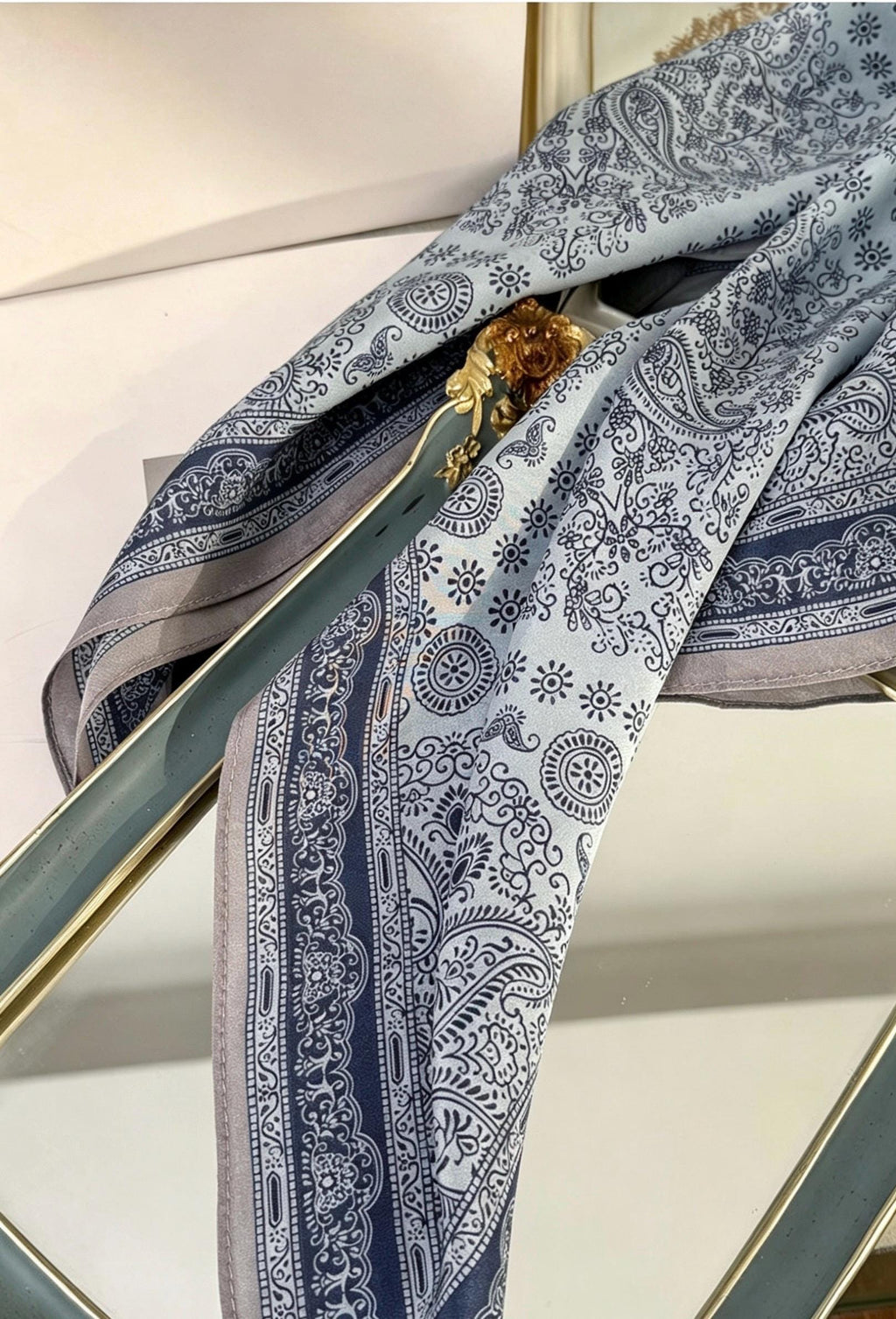 100% Mulberry Silk Scarf 26x26" 65x65CM, Sea Salt Blue Silk Crepe De Chine Square Scarf, Minimalist Neck Scarf, Gift for Her, Chic Wrap