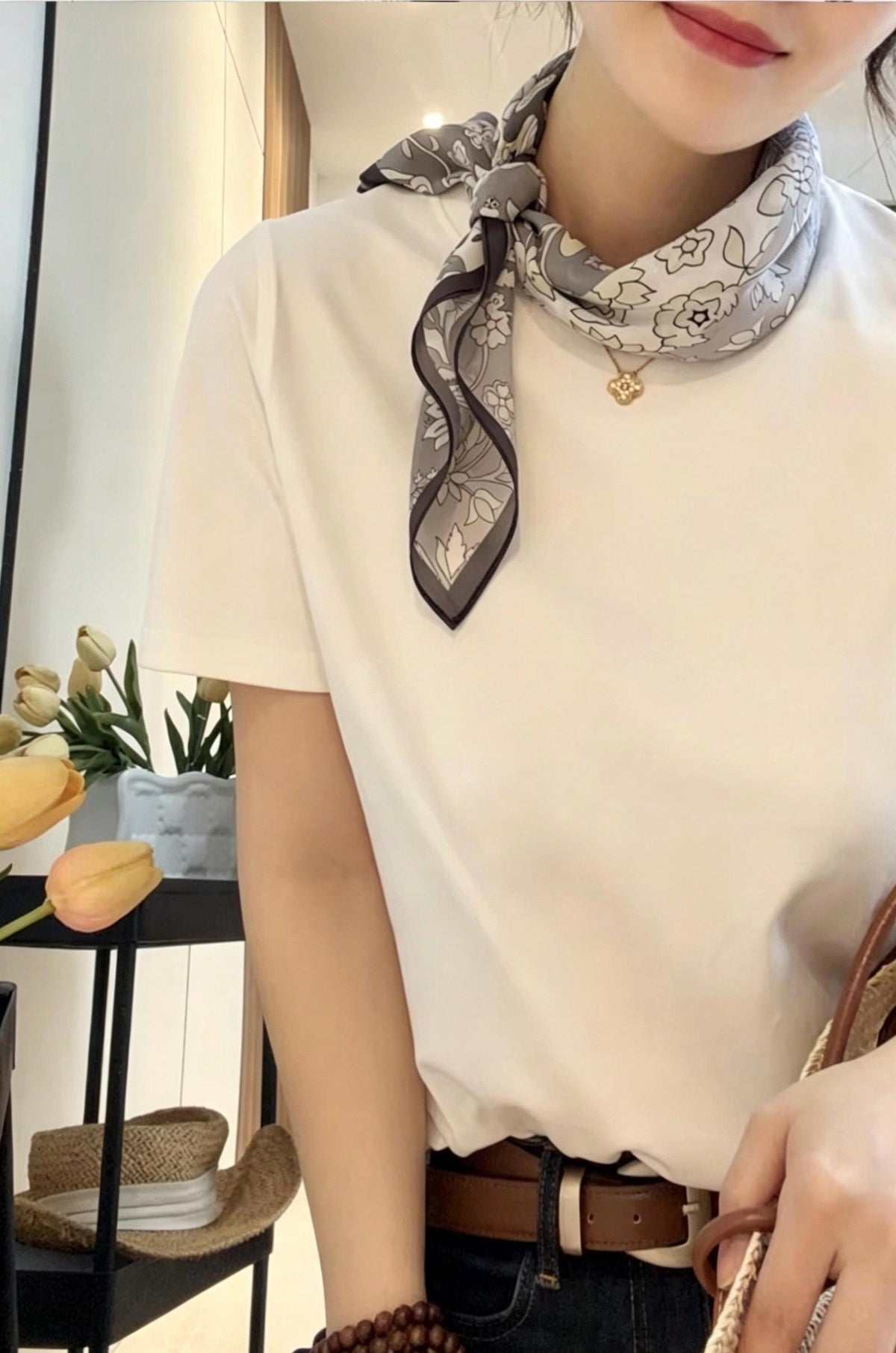100% Mulberry Silk Scarf 25"x25" 65x65cm, Elegant Blue Crepe de Chine Silk Square, Premium Head Scarf, Chic Hand-Rolled Gift for Her