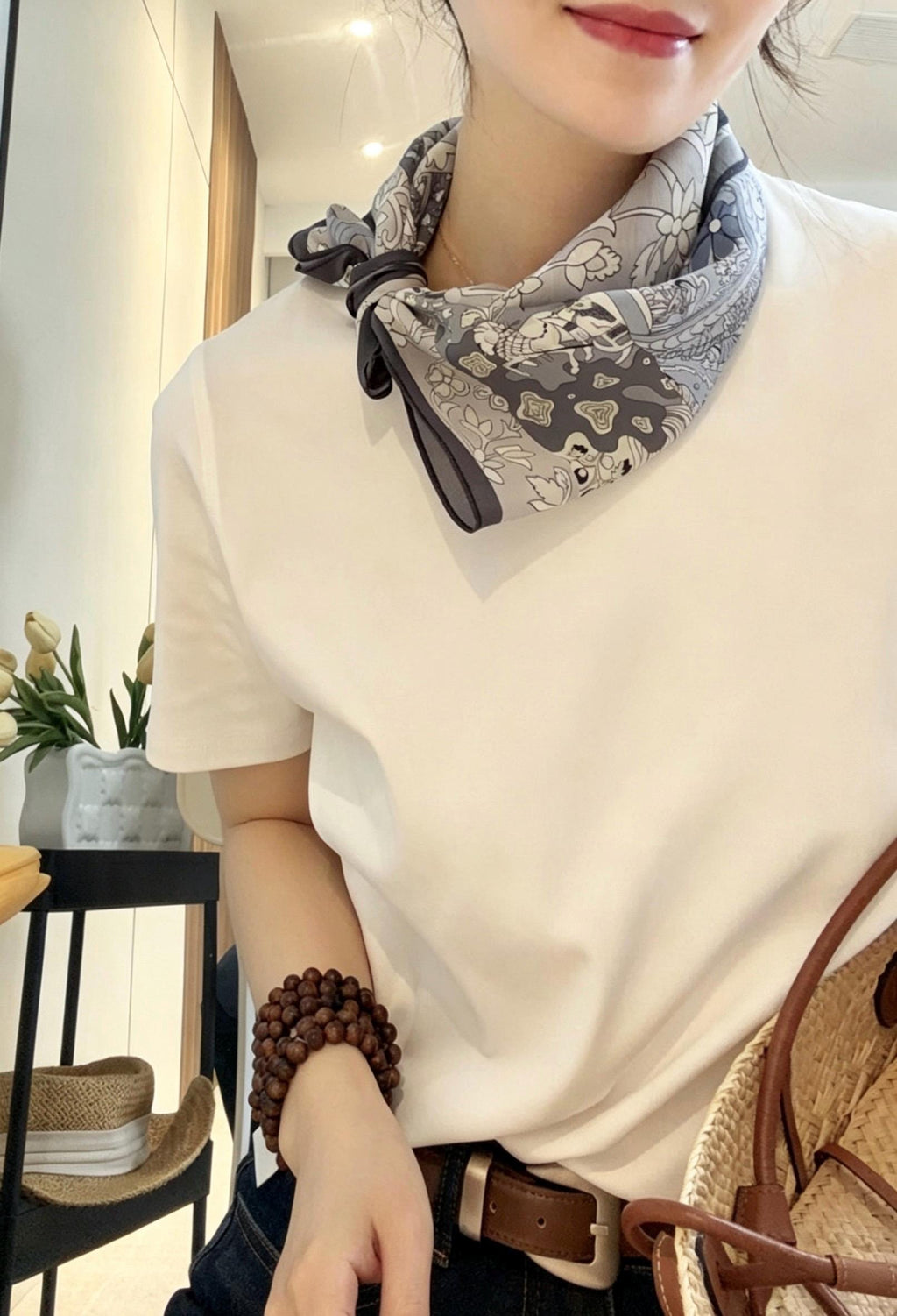 100% Mulberry Silk Scarf 25"x25" 65x65cm, Elegant Blue Crepe de Chine Silk Square, Premium Head Scarf, Chic Hand-Rolled Gift for Her