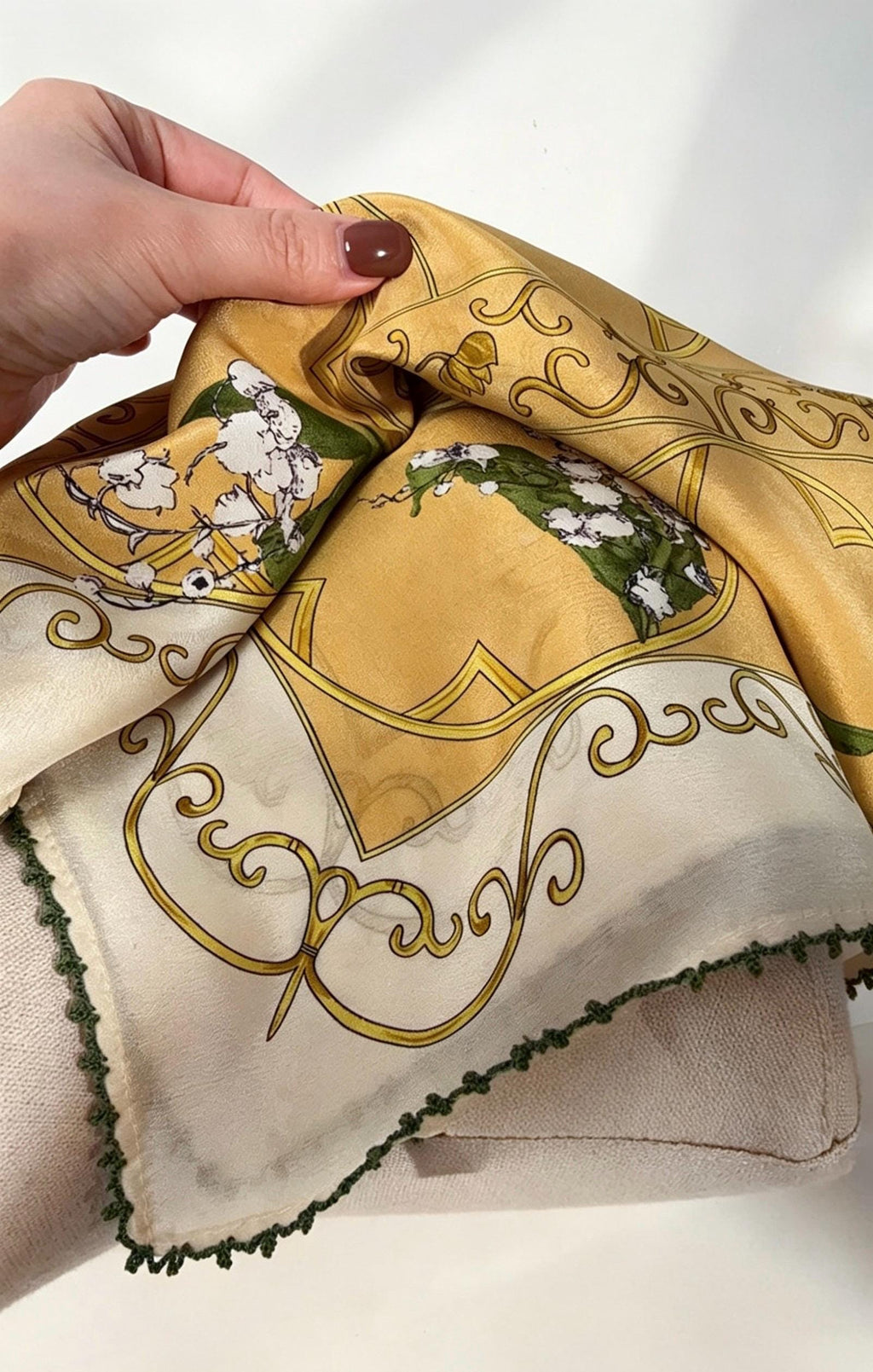 100% Mulberry Silk Scarf 25"x25" 65x65cm, Elegant Blue Crepe de Chine Silk Square, Premium Neck Scarf, Chic Hand-Rolled Luxury Gift for Her
