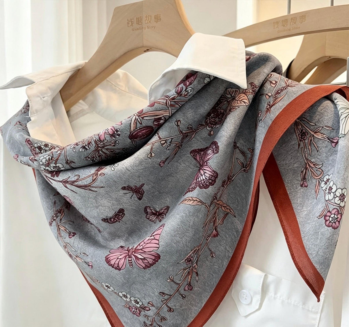100% Mulberry Silk Scarf 25"x25" 65x65cm, Elegant Morandi Crepe de Chine Silk Neck Scarf, Luxury Hair Head Scarf, Chic Gift for Her, Summer