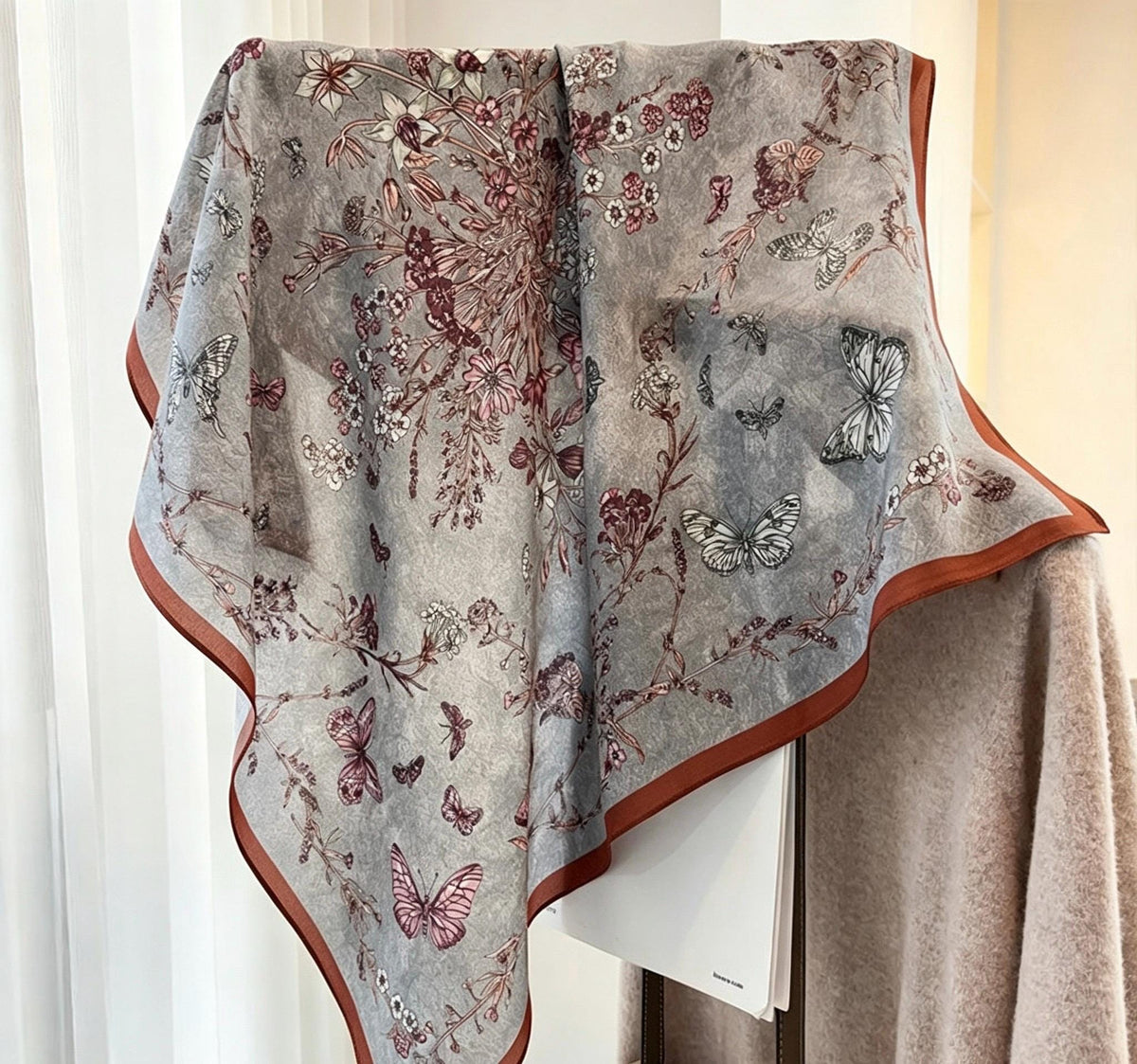 100% Mulberry Silk Scarf 25"x25" 65x65cm, Elegant Morandi Crepe de Chine Silk Neck Scarf, Luxury Hair Head Scarf, Chic Gift for Her, Summer