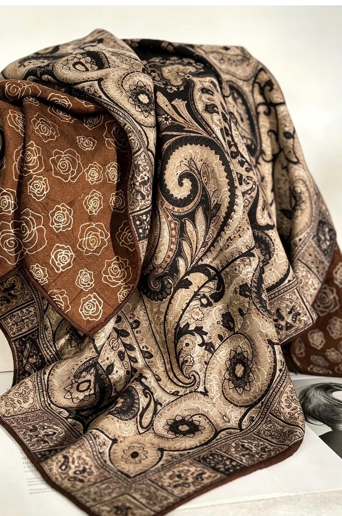 100% Mulberry Silk Scarf 35"x35" 88x88cm, Italian Style Luxury Silk Wool Large Square Scarf, Premium Shawl Wrap, Gift for Her, Chic Beige