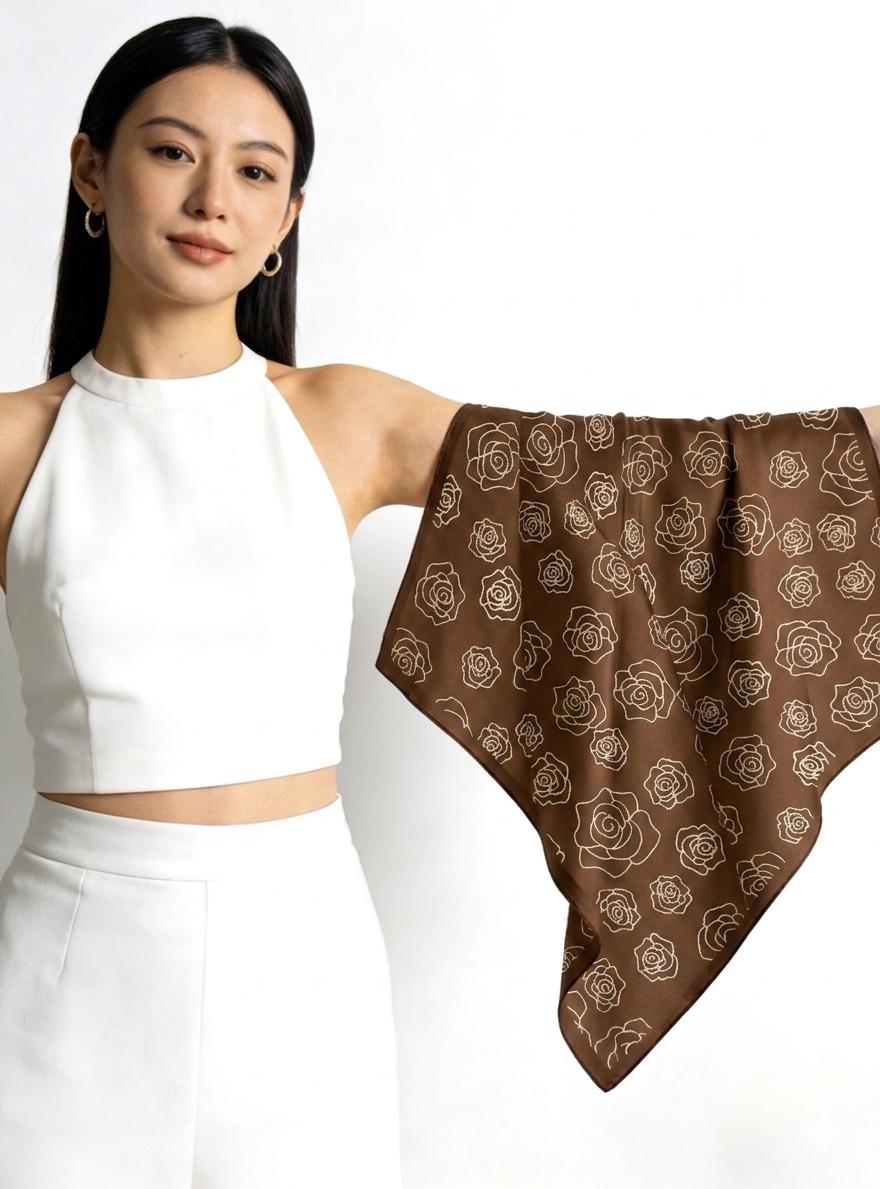 100% Mulberry Silk Scarf 35"x35" 88x88cm, Italian Style Luxury Silk Wool Large Square Scarf, Premium Shawl Wrap, Gift for Her, Chic Beige