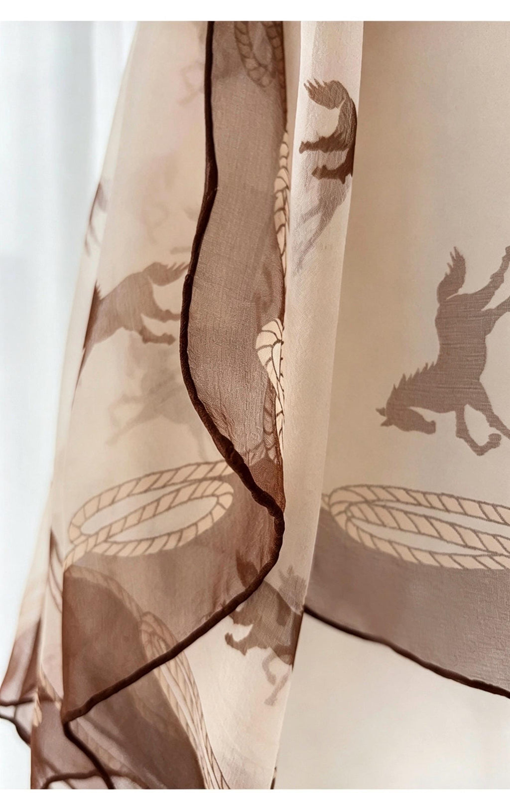 100% Mulberry Silk Scarf 35"x75" 88x190cm, Cream Pony Georgette Silk Shawl, Long Summer Sunscreen Wrap, Lightweight Floral Scarf for