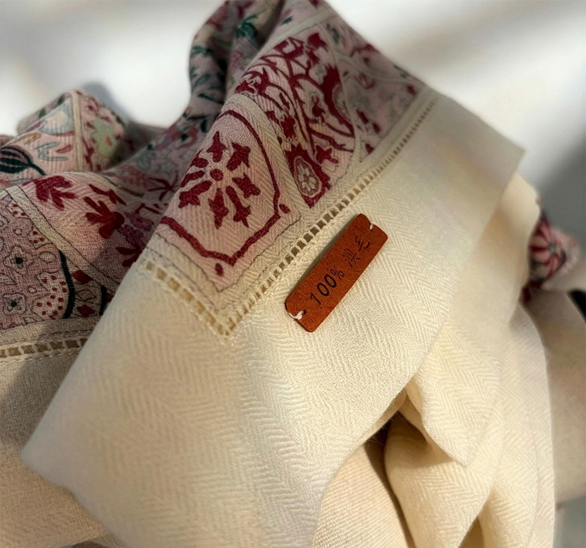 Australian Wool Scarf 35"x35" 88x88cm, Secret Garden Hollow Out Luxury Shawl, Lace Floral Large Square Wrap, Soft Spring Autumn Cape