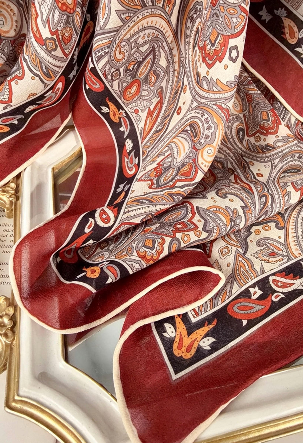 100% Mulberry Silk Scarf 41"x41" 105x105cm, Burgundy Wine Red Large Square Georgette Shawl Wrap, Elegant Quiet Luxury Gift for Her