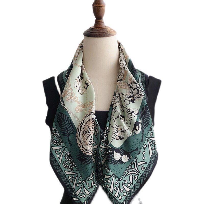 100% Silk Wool Scarf 26"x26" 65x65cm, Dark Emerald Green Silk Square Scarf, Elegant Quiet Luxury Neck Head Handkerchief Gift for Her