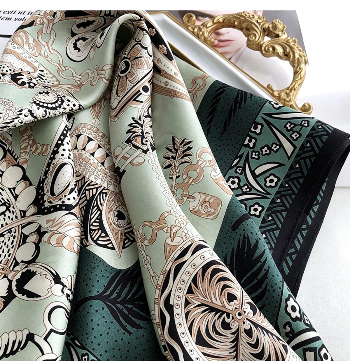 100% Silk Wool Scarf 26"x26" 65x65cm, Dark Emerald Green Silk Square Scarf, Elegant Quiet Luxury Neck Head Handkerchief Gift for Her