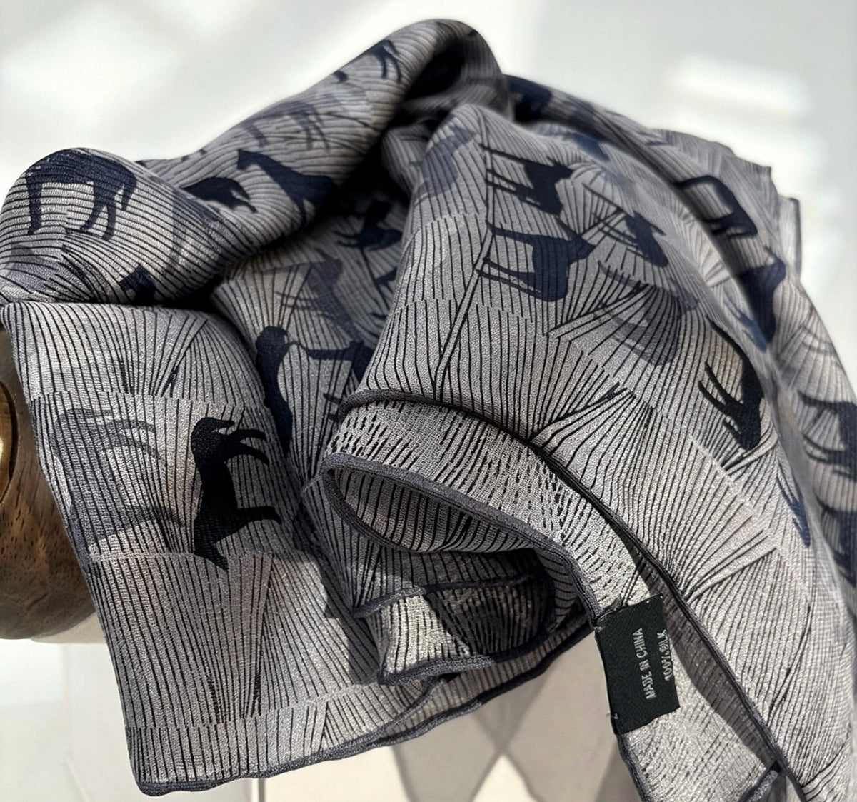 100% Mulberry Silk Scarf 42"x42" 108x108CM, Luxury Silk Sheer Scarf for Women, Equestrian Horse Print, Summer Sun Protection Shawl Wrap