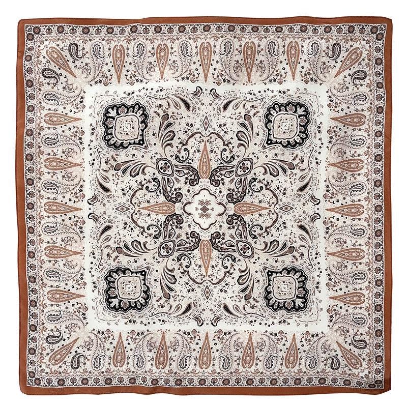 100% Mulberry Silk Scarf 26"x26" 65x65cm, Paisley Garden Silk Neckerchief, Elegant Square Scarf, Silk Hair Bandana, Luxury Gift for Her