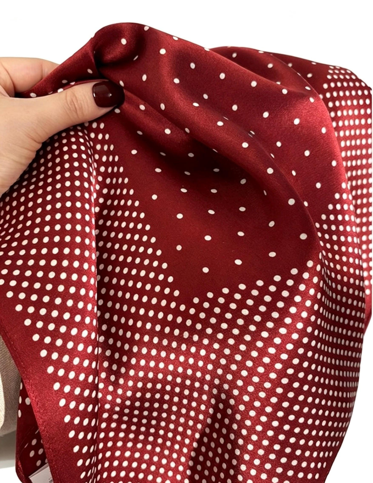100% Silk Wool Scarf 25"x25" 65x65cm, Rare Ancora Red Satin Silk Square, Luxury Mulberry Silk Neckerchief, Elegant Shawl Gift for Her