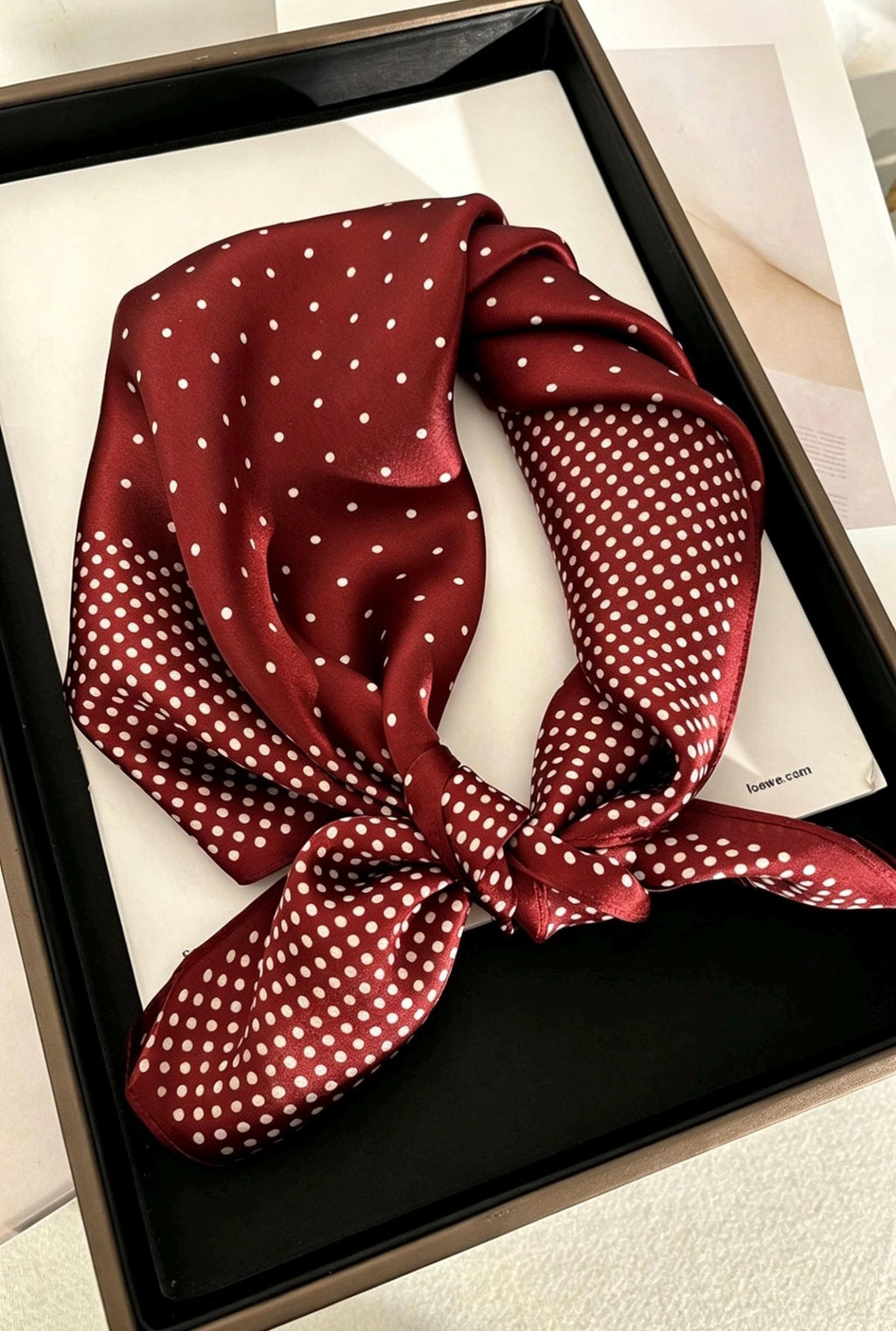 100% Silk Wool Scarf 25"x25" 65x65cm, Rare Ancora Red Satin Silk Square, Luxury Mulberry Silk Neckerchief, Elegant Shawl Gift for Her