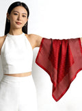 100% Silk Wool Scarf 25"x25" 65x65cm, Rare Ancora Red Satin Silk Square, Luxury Mulberry Silk Neckerchief, Elegant Shawl Gift for Her