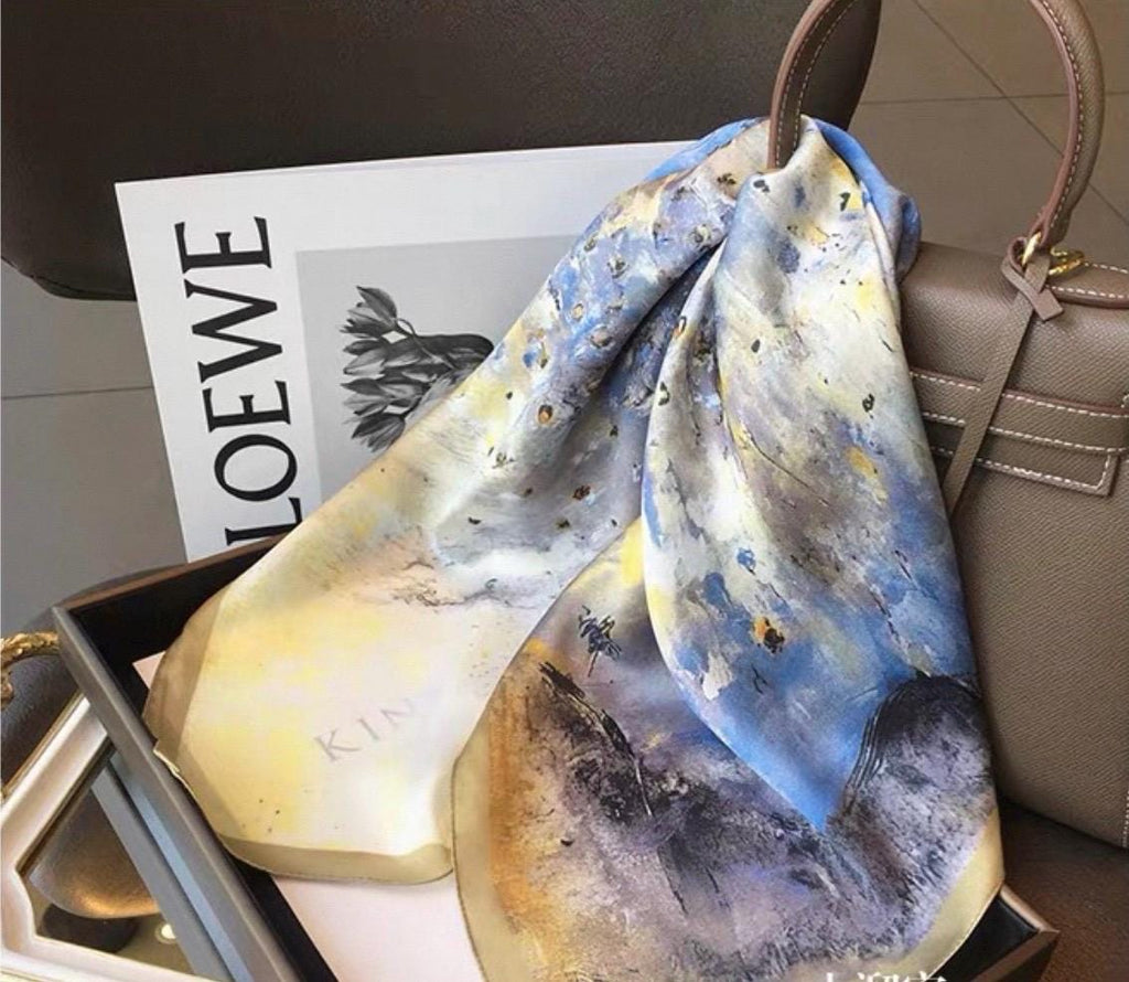 Wrapwhisper 100% Mulberry Silk Scarf 26"x26" 65x65CM, Elegant Ballerina Print Silk Square Scarf, Silk Hair Wrap Neck Head Scarf Gift