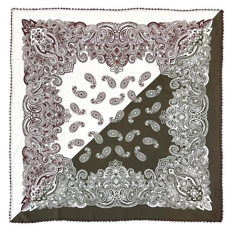 100% Mulberry Silk Scarf 26"x26" 65x65CM, Classic Olive Forest Print Silk Crepe De Chine Square Scarf, Luxury Hair Wrap Neck Scarf Gift