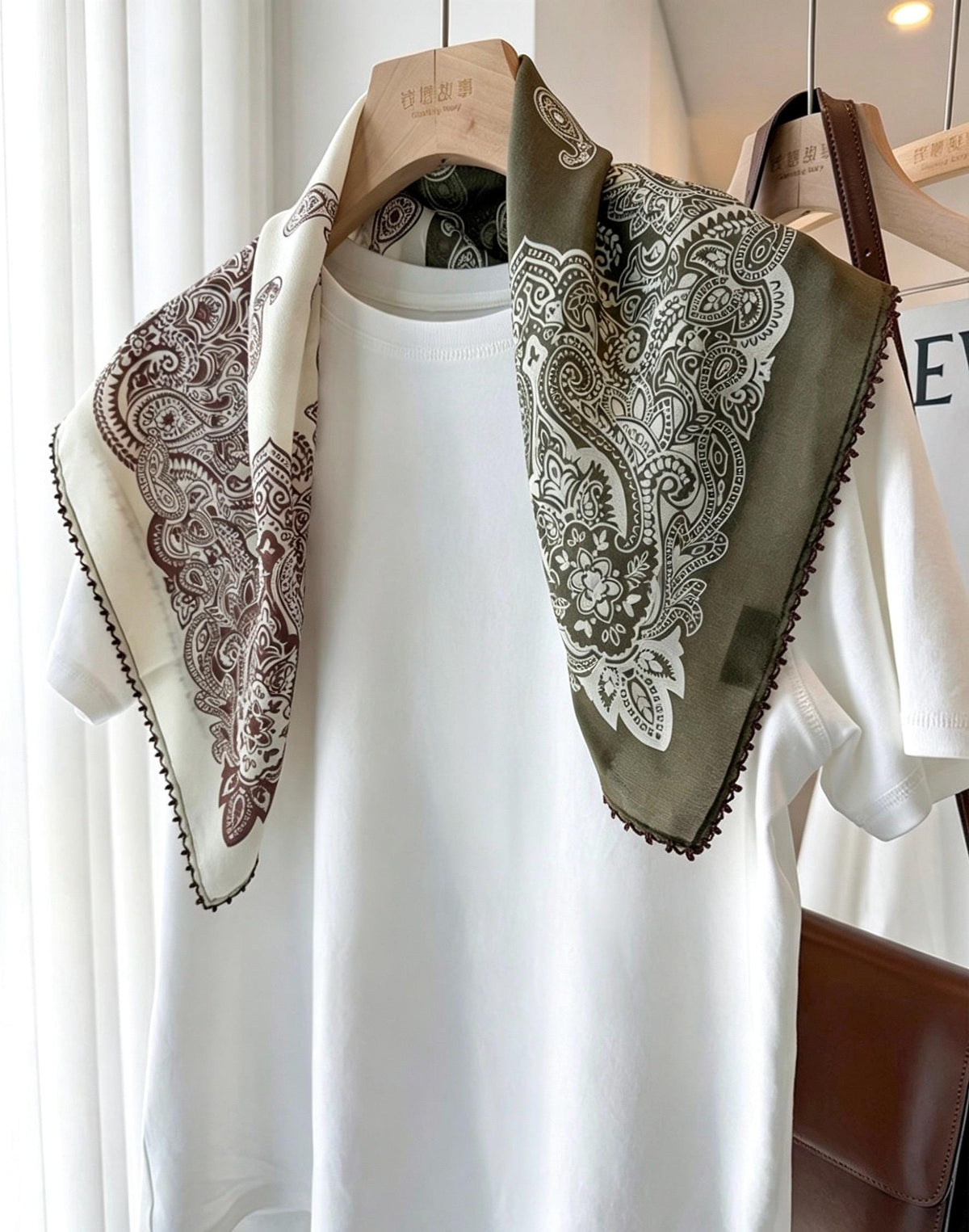 100% Mulberry Silk Scarf 26"x26" 65x65CM, Classic Olive Forest Print Silk Crepe De Chine Square Scarf, Luxury Hair Wrap Neck Scarf Gift