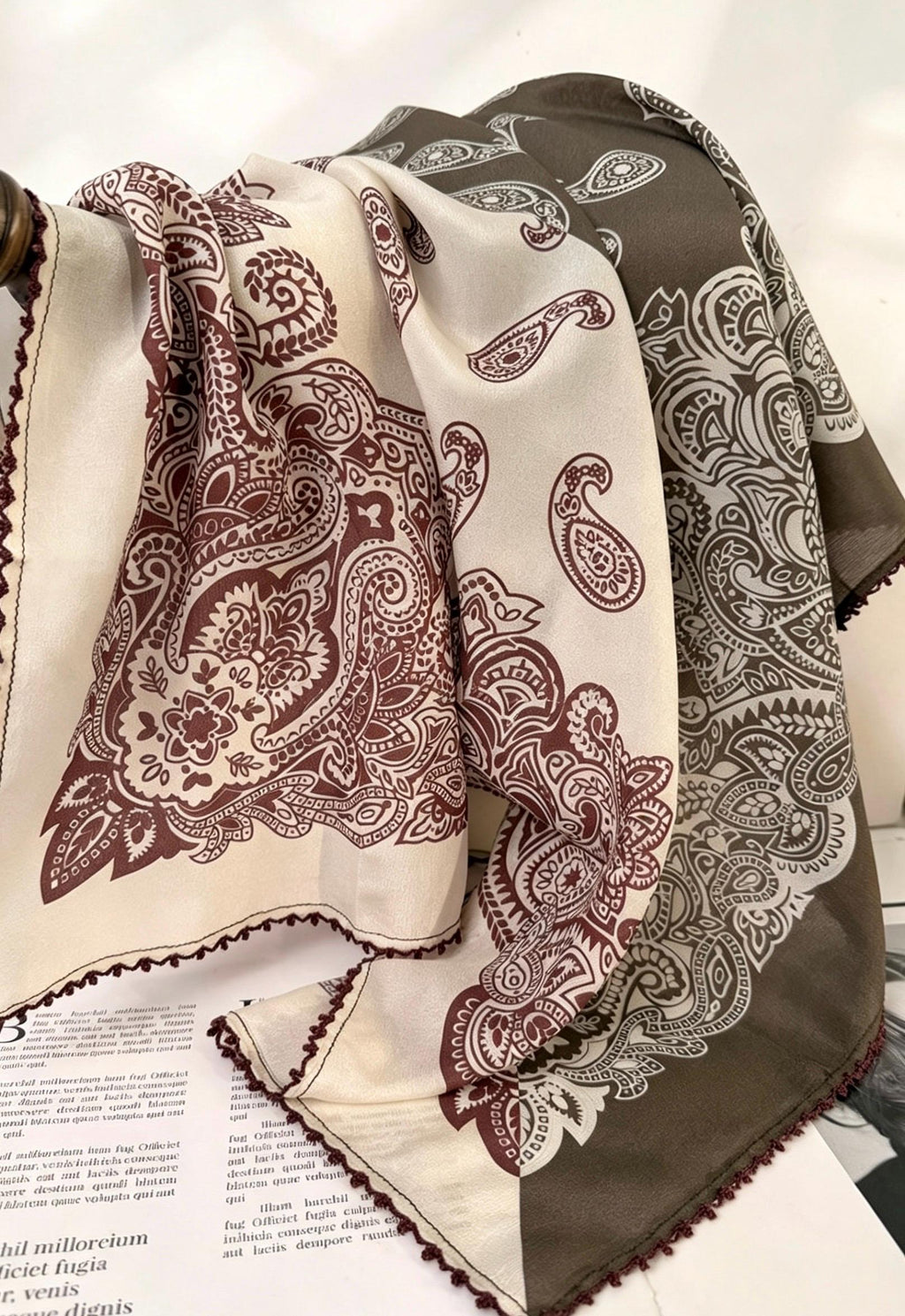 100% Mulberry Silk Scarf 26"x26" 65x65CM, Classic Olive Forest Print Silk Crepe De Chine Square Scarf, Luxury Hair Wrap Neck Scarf Gift