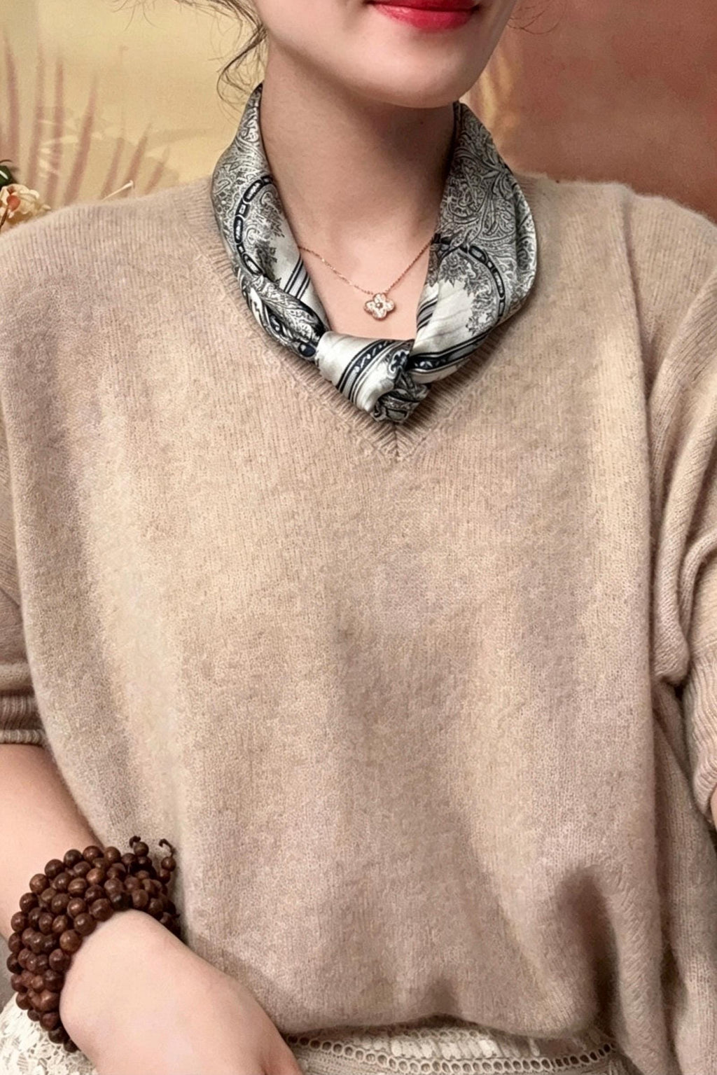 100% Silk Wool Scarf 25"x25" 65x65cm,Gray Luxury Mulberry Silk Scarf,Elegant Intellectual Silk Necktie,Chic Minimalist Head Scarf