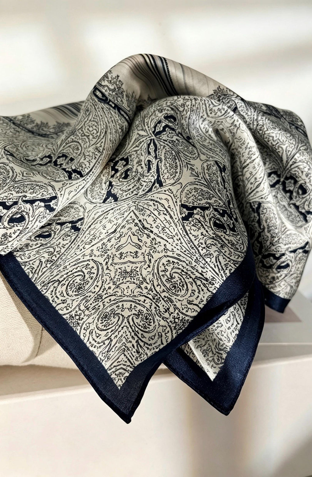 100% Silk Wool Scarf 25"x25" 65x65cm,Gray Luxury Mulberry Silk Scarf,Elegant Intellectual Silk Necktie,Chic Minimalist Head Scarf