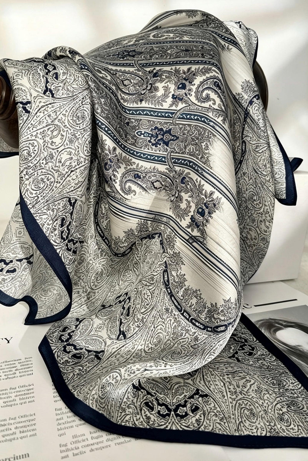 100% Silk Wool Scarf 25"x25" 65x65cm,Gray Luxury Mulberry Silk Scarf,Elegant Intellectual Silk Necktie,Chic Minimalist Head Scarf