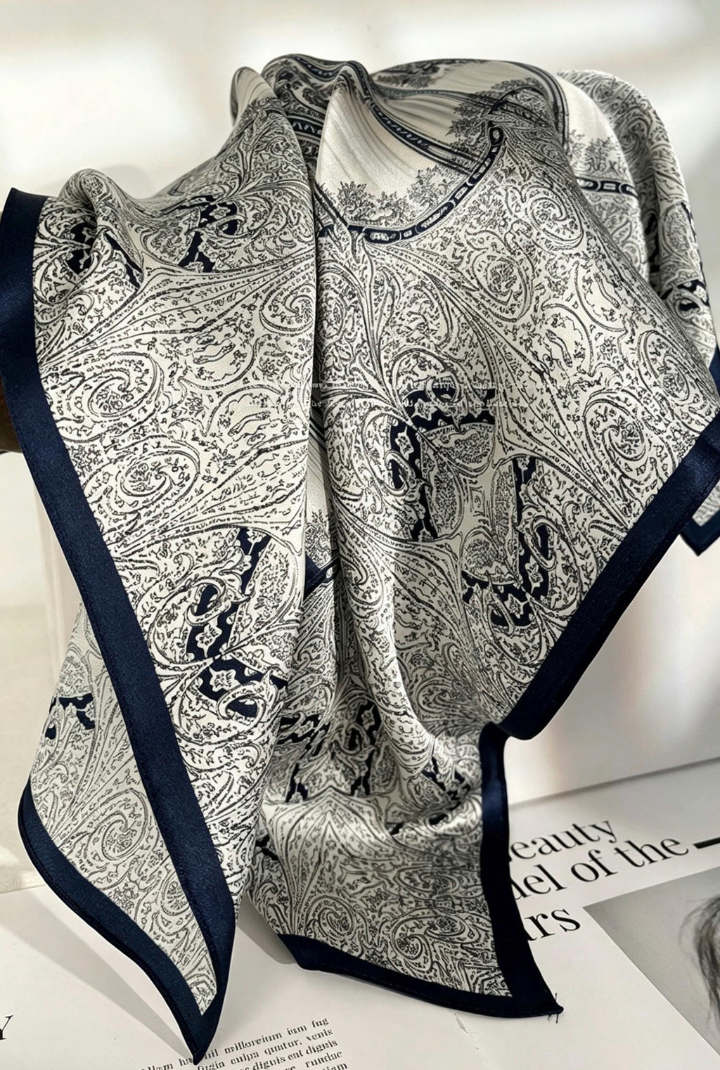 100% Silk Wool Scarf 25"x25" 65x65cm,Gray Luxury Mulberry Silk Scarf,Elegant Intellectual Silk Necktie,Chic Minimalist Head Scarf
