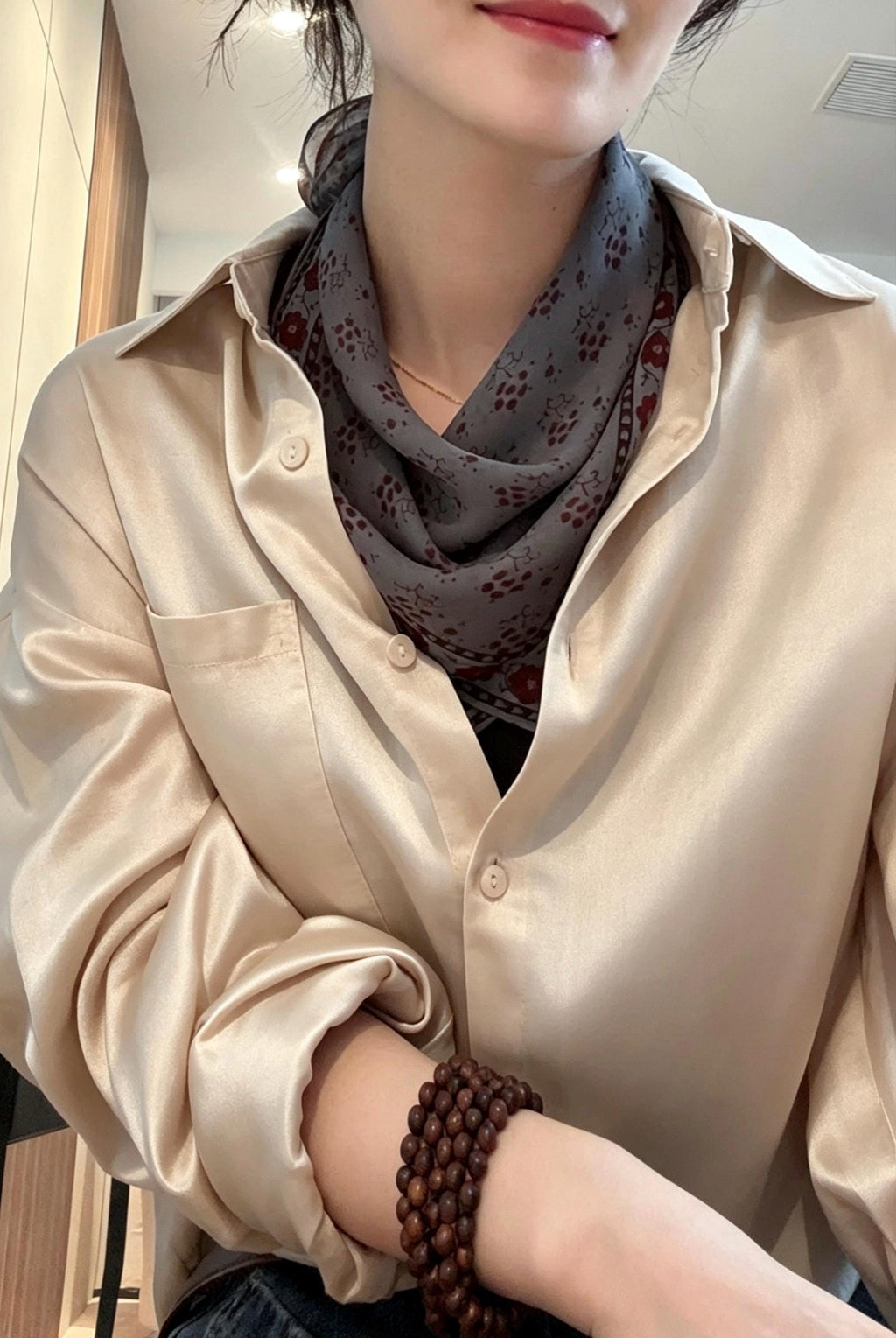 100% Silk Wool Scarf 25"x25" 65x65cm, Monet Grey Mulberry Silk Scarf, Low Saturation Georgette Square Scarf, Artistic Silk Wrap Gift for Her