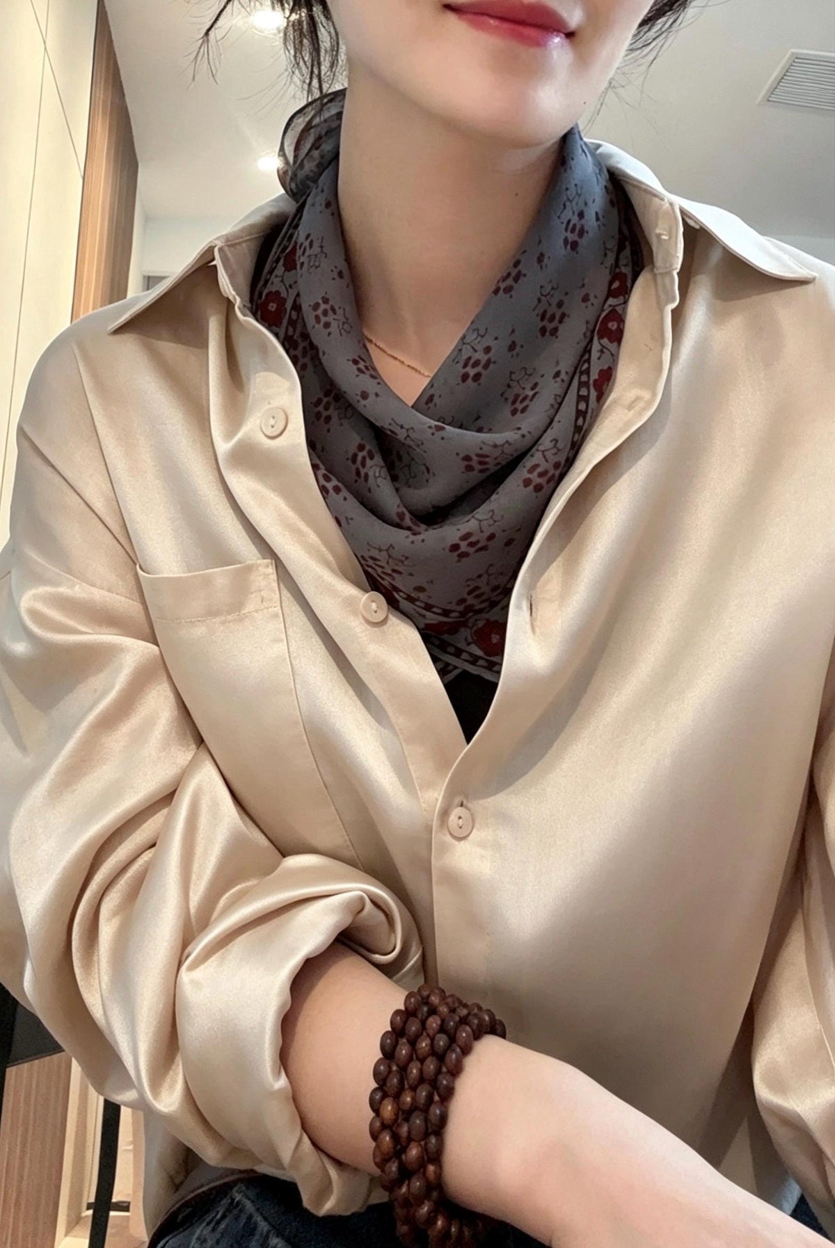 100% Silk Wool Scarf 25"x25" 65x65cm, Monet Grey Mulberry Silk Scarf, Low Saturation Georgette Square Scarf, Artistic Silk Wrap Gift for Her