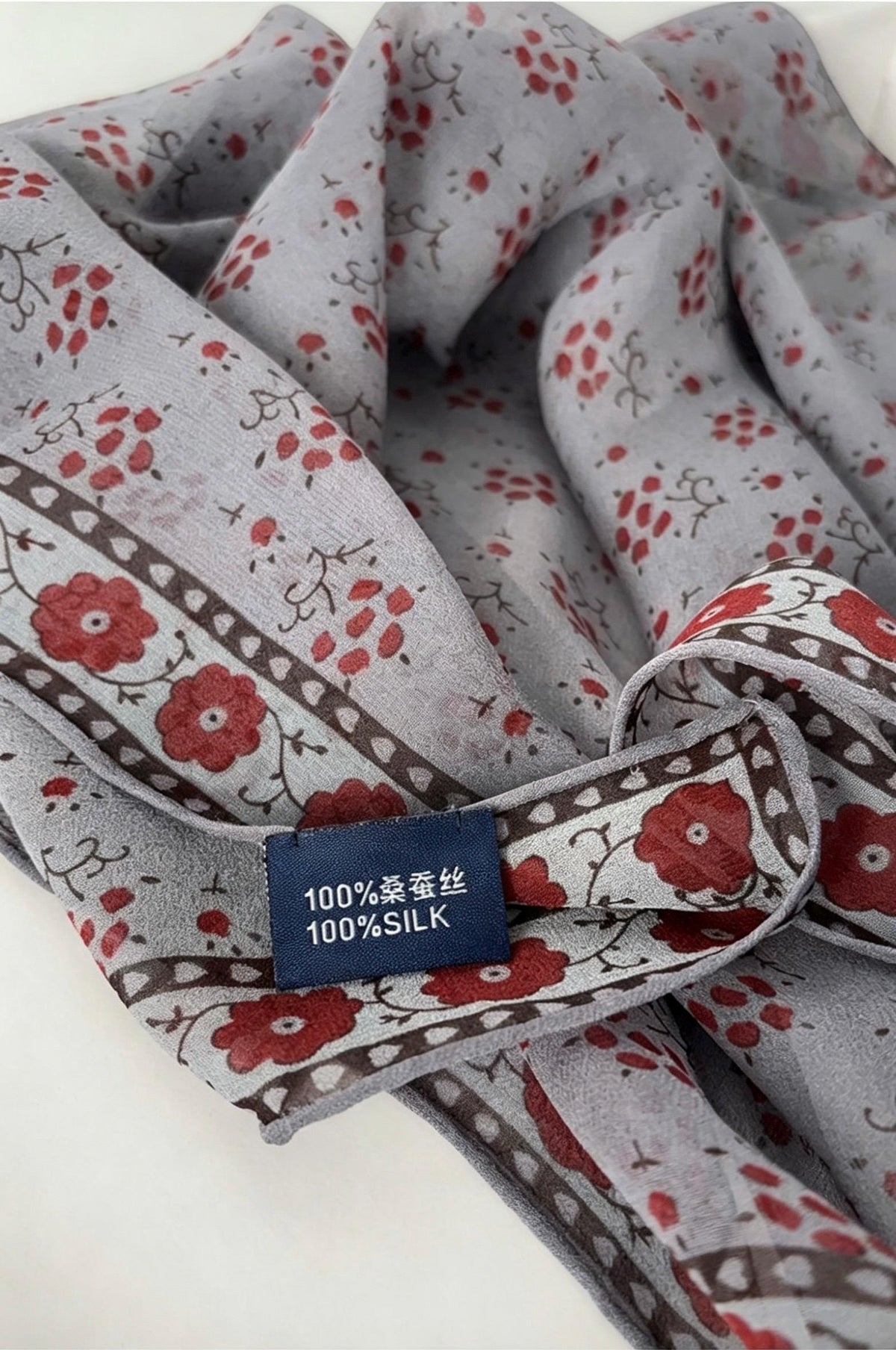100% Silk Wool Scarf 25"x25" 65x65cm, Monet Grey Mulberry Silk Scarf, Low Saturation Georgette Square Scarf, Artistic Silk Wrap Gift for Her