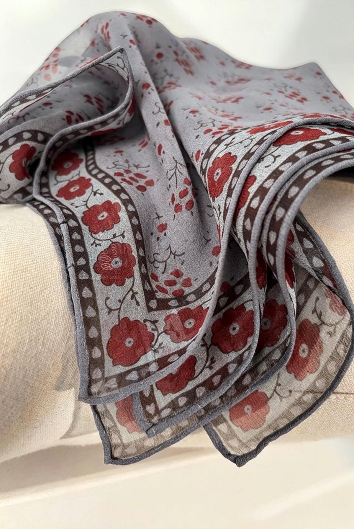 100% Silk Wool Scarf 25"x25" 65x65cm, Monet Grey Mulberry Silk Scarf, Low Saturation Georgette Square Scarf, Artistic Silk Wrap Gift for Her