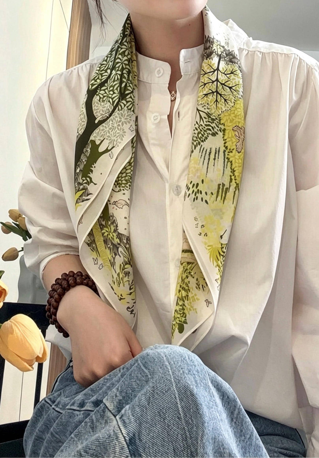 100% Mulberry Silk Scarf 26"x26" 65x65CM Sage Green Silk Crepe de Chine Scarf Spring Summer Hair Neck Scarf Luxury Elegant Head Scarf