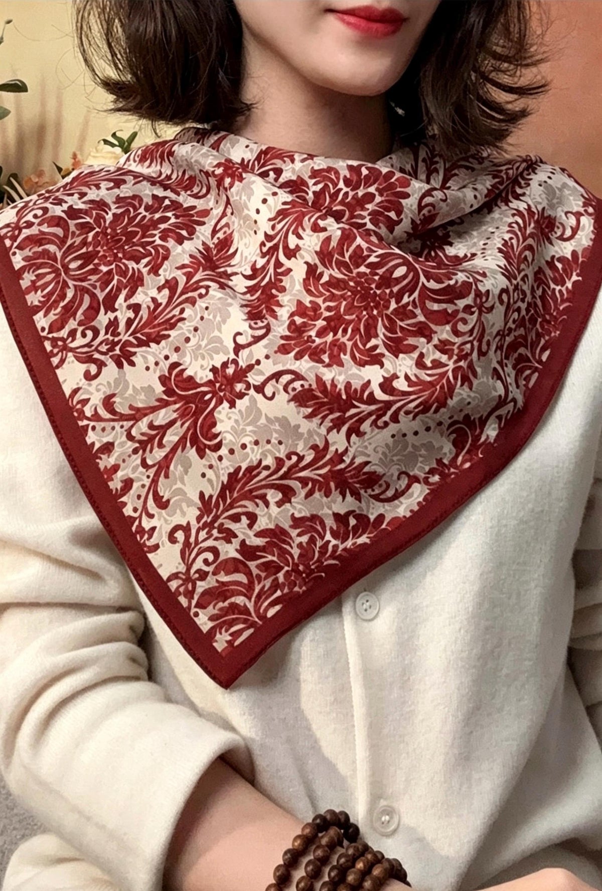 100% Mulberry Silk Scarf 26x26" 65x65CM, Master Classical Art Print, Silk Crepe de Chine Square Scarf, Elegant Artistic Neck Scarf for Women