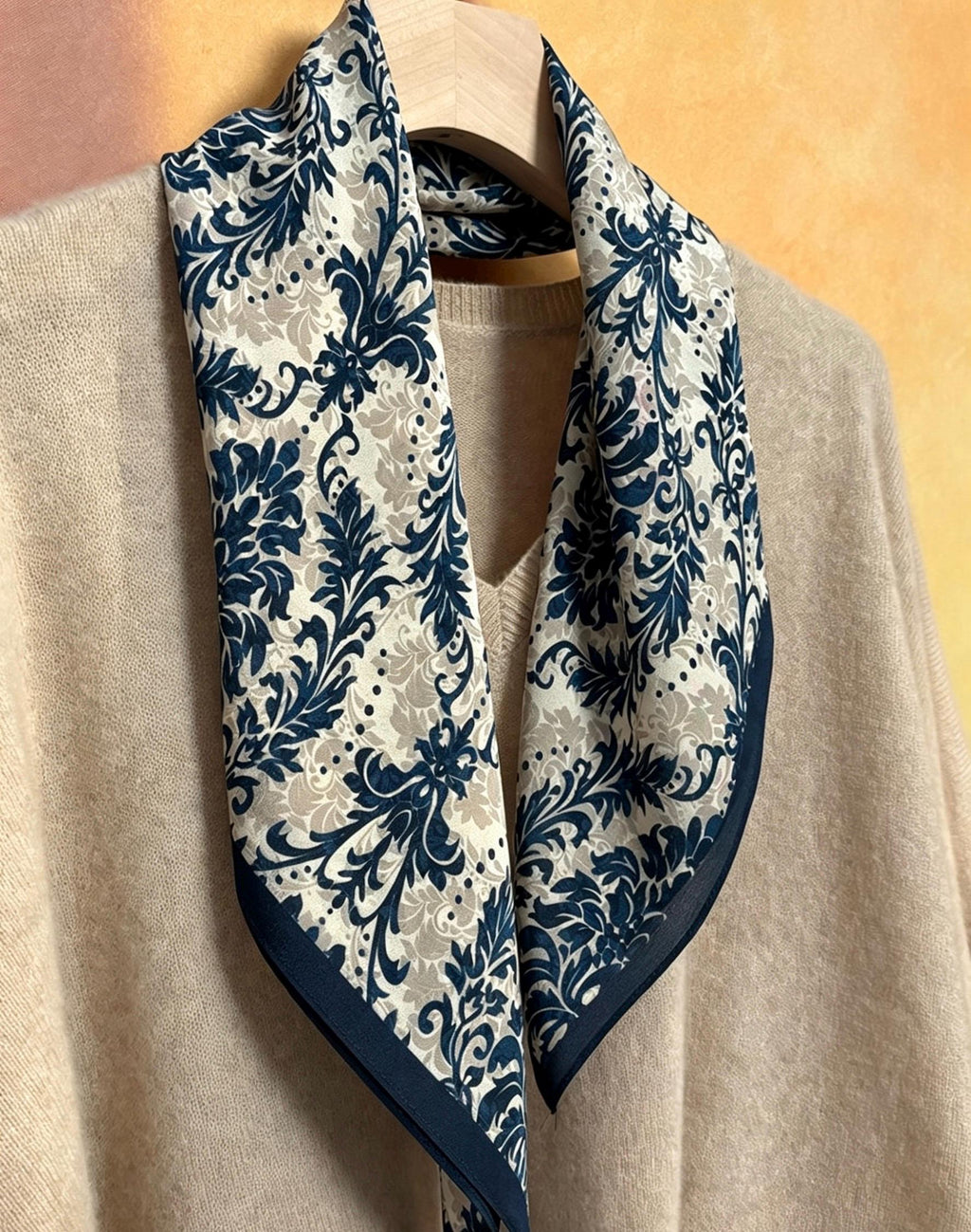 100% Mulberry Silk Scarf 26x26" 65x65CM, Master Classical Art Print, Silk Crepe de Chine Square Scarf, Elegant Artistic Neck Scarf for Women