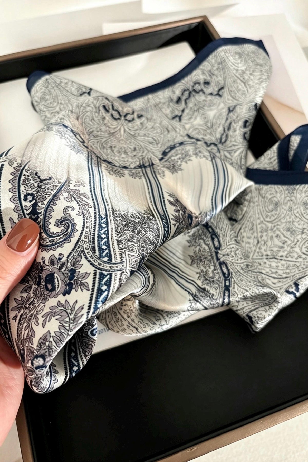 100% Mulberry Silk Scarf 26x26" 65x65CM, Monet Grey Silk Square, Quiet Luxury Aesthetic, Sophisticated Grey Neck Scarf, Minimalist Chic