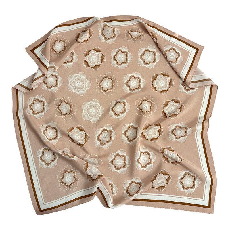100% Mulberry Silk Scarf 26"x26" 65x65CM Cocoa Brown Crepe de Chine Scarf, Quiet Luxury Elegant Neck Tie, Multifunctional Bandana Gift