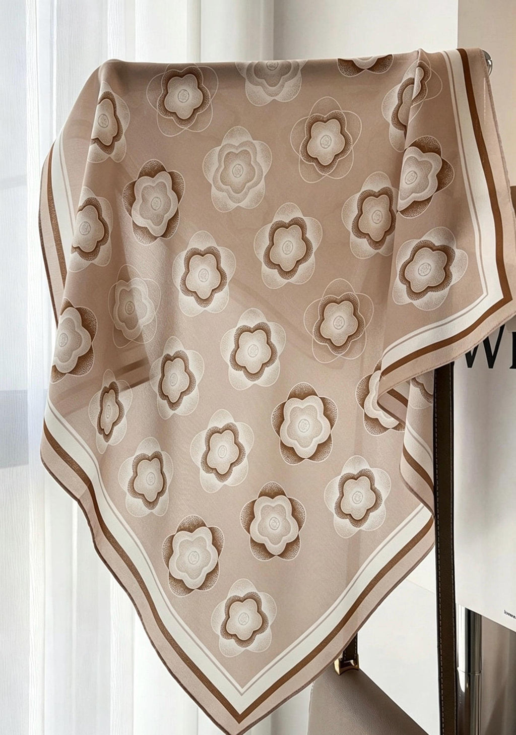 100% Mulberry Silk Scarf 26"x26" 65x65CM Cocoa Brown Crepe de Chine Scarf, Quiet Luxury Elegant Neck Tie, Multifunctional Bandana Gift