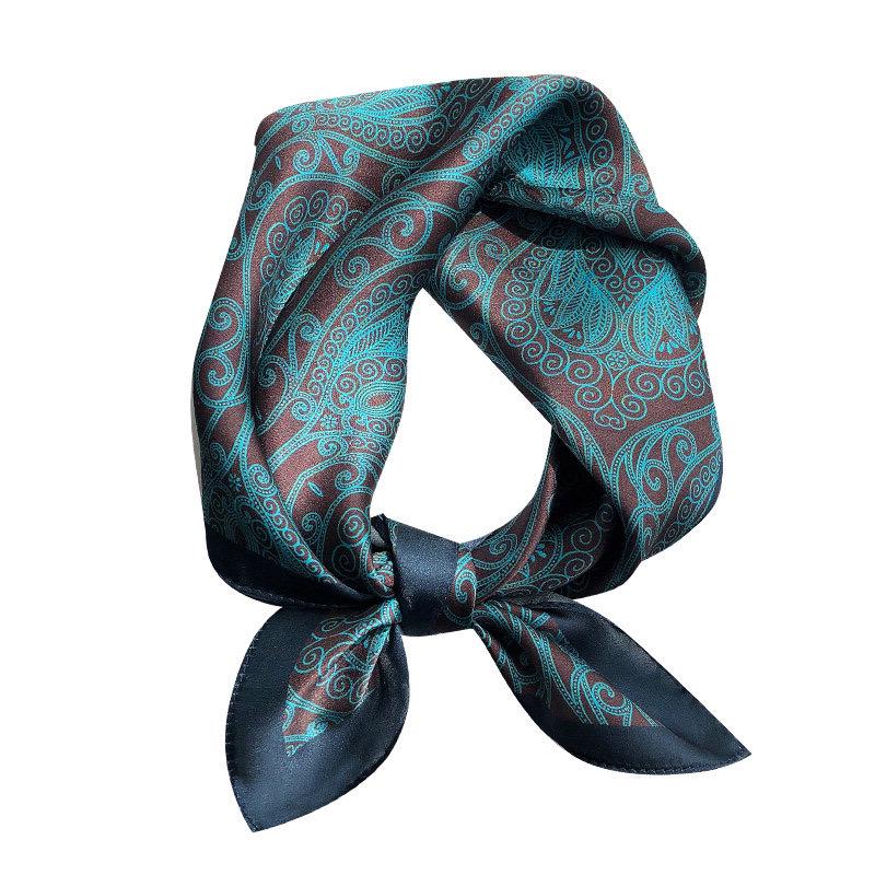 100% Mulberry Silk Scarf 21"x21" 53x53cm, Vintage Silk Neckerchief, Elegant Floral Square Scarf for Women, Retro Hair Bandana, Gift for Her