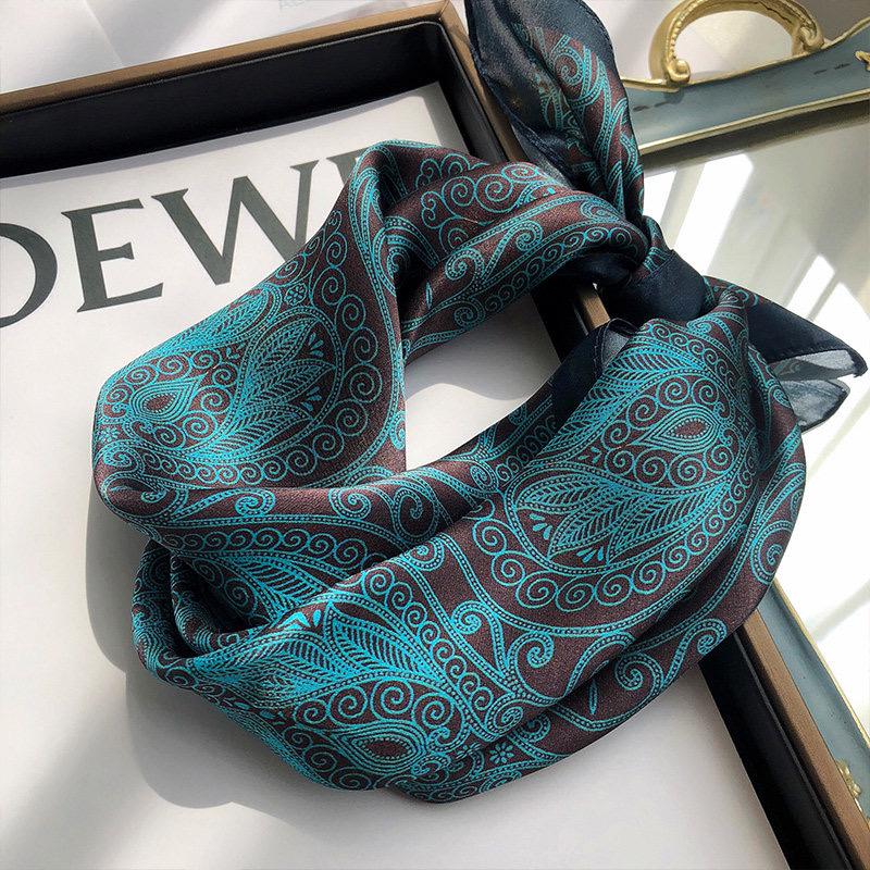 100% Mulberry Silk Scarf 21"x21" 53x53cm, Vintage Silk Neckerchief, Elegant Floral Square Scarf for Women, Retro Hair Bandana, Gift for Her