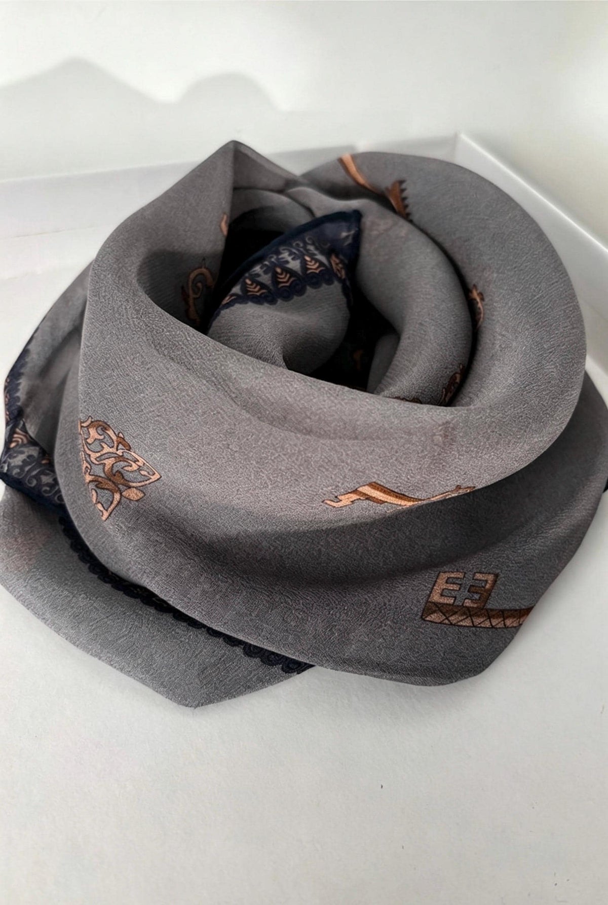 100% Mulberry Silk Scarf 26"x26" 65x65CM Morandi Gray Georgette Silk Square Scarf, Multifunctional Luxury Neck Neckerchief, Gift for Her